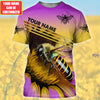 Maxcorners Personalized Name Honey Bee Purple Flower All Over Printed Unisex Shirt LM1304