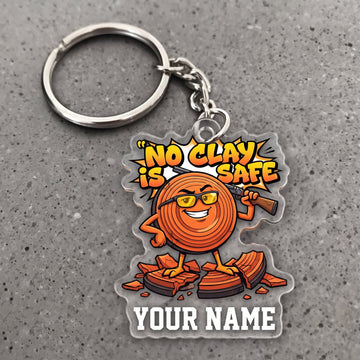 Maxcorners Clay Shooting Funny Cartoon No Clay Safe Target Customized Name 3D Keychain And Ornament