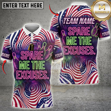 Maxcorners Bowling Retro Swirl Spare Me The Excuses Personalized Name 3D Unisex Shirt