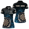 Maxcorners Men’s Custom Darts Team Shirt With Blue Splashed Art, Black Stripes And Dartboard LM1605