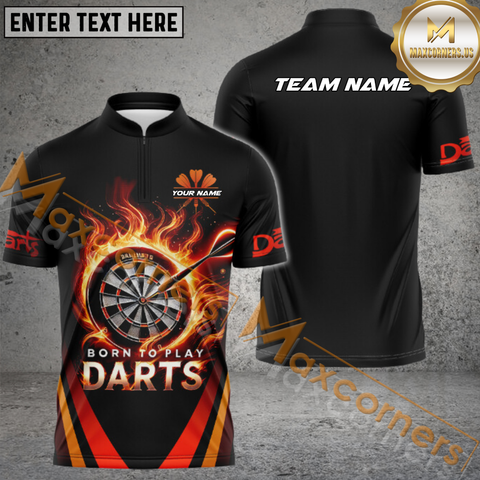 Maxcorners Born To Play Darts Jersey Multicolor Option Customized Name, Team Name 3D Polo Shirt