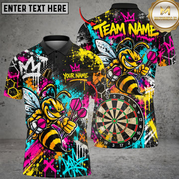 Maxcorners Darts Colorful Neon Skull Graffiti Classic Dartboard Personalized Name 3D Unisex Shirt