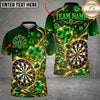 Maxcorners Darts Lucky Clover Shamrock Gold Filigree Target Board Graphic Multicolor Customized Name, Team Name 3D Shirts