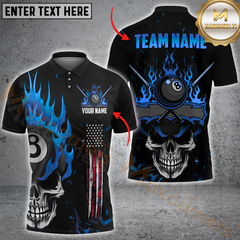 Maxcorners Billiard Skullfire Multicolor Personalized Name, Team Name 3D Shirt