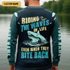 Maxcorners Riding The Waves Of Life Even When They Bite Back SPF Shirt For Men, Funny Fishing Shirt, Fishing Shirts For Men