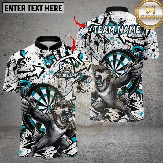 Maxcorners Cool Wolf Darts Multicolor Customized Name, Team Name 3D Shirts