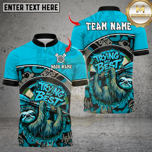 Maxcorners Darts Angry Sloth Dartboard Design Multicolor Customized Name, Team Name 3D Shirts