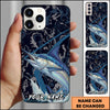 Maxcorners Fishing Dark Water Topographic Pattern Personalized Name Phone Case (10 Fish Species)