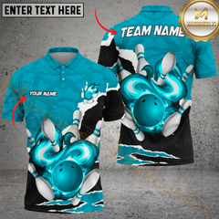 Maxcorners Bowling Storm Personalized Name Men And Women 3D Polo Shirt Custom Bowling Team Jersey (4 Colors)