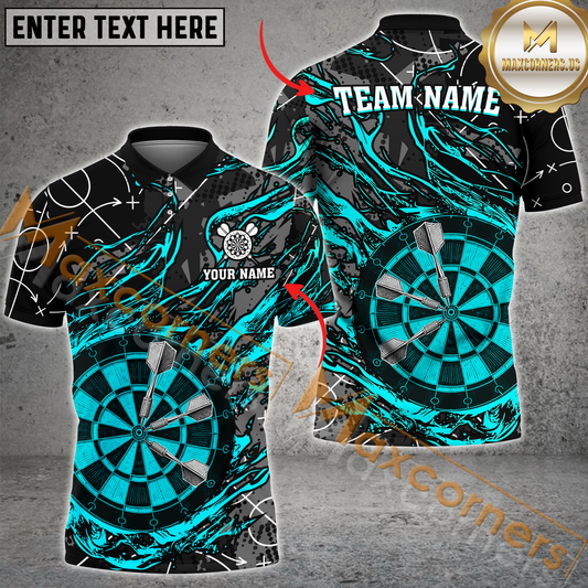 Maxcorners Dart Flame Vintage MultiColor Option Customized Name, Team Name 3D Polo Shirt