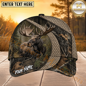 Maxcorners Moose Hunting Dark Forest Personalized 3D Cap