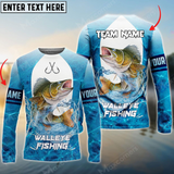 Maxcorners Walleye Fishing Blue Wave Personalized Name, Team Name 3D Long Sleeve Shirt