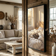 Maxcorners Peaceful Raccoon Sleeping in Sunlit Bedroom Oil Painting Canvas Wall Art