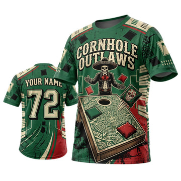Maxcorners Cornhole Outlaws Western Personalized Name 3D Unisex Shirt