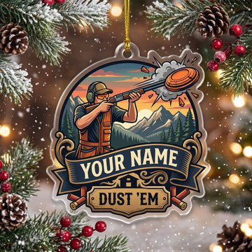 Maxcorners Clay Shooting Dust Em Hunter And Flying Clay Target Customized Name 3D Keychain And Ornament