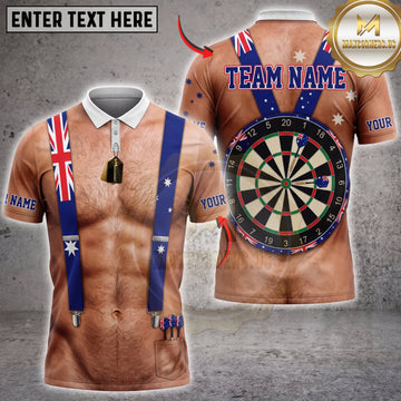Maxcorners Darts Funny Body UK Flag Suspenders Dartboard Personalized Name 3D Unisex Shirt