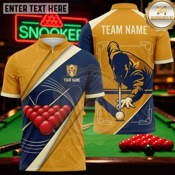 Maxcorners Snooker Golden Yellow Royal Lion Personalized Name 3D Unisex Shirt