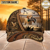 Maxcorners Dog Hunting And Duck Rustic Woodgrain Marshland Scene Multiple Options Personalized Name 3D Cap