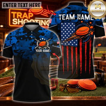 Maxcorners Trap Shooting American Flag Crosshair Target Explosion Personalized Name 3D Unisex Shirt