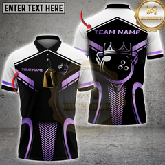 Maxcorners Royal Bowling Champion Multicolor Customized Name, Team Name 3D Shirts| Black