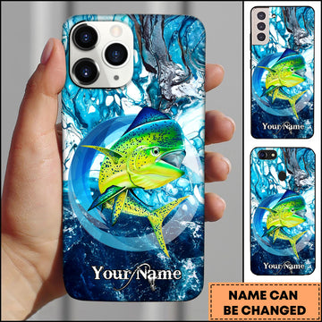 Maxcorners Mahi Mahi Fishing Blue Water Circle Art Personalized Name 3D Phone Case