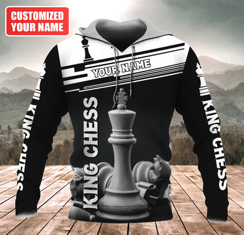 Maxcorners Chess Board King Customized Name 3D Shirt