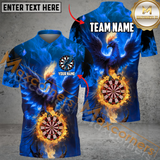 Maxcorners Darts Phoenix Flame Customized Name, Team Name 3D Polo Shirt