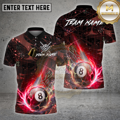 Maxcorners Billiards Shirts 8-Ball Fire Energy Design Multi Options Personalized Name, Team Name 3D Shirt