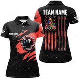 Maxcorners Customized Grunge American Flag 8 Ball Pool Women Billiard Polo Shirts