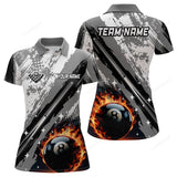 Maxcorners Personalized Billiard Cue 8 Ball Pool Grunge Style Women Polo Shirts