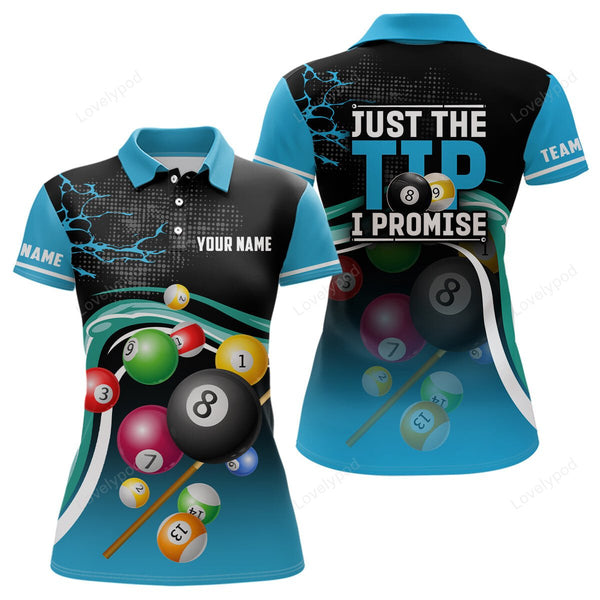 Maxcorners Just The Tip I Promise Personalized Billiard Balls Women Polo Shirts