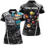 Maxcorners Personalized Grey Grunge Billiard Polo Shirts For Women