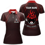 Maxcorners Personalized Red Fire 8 Ball Pool Polo Shirts For Women
