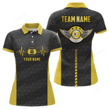 Maxcorners Personalized Funny 3D 9 Ball Pool Billiards Polo Shirts For Women