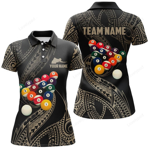 Maxcorners Personalized Tribal Pattern Billiard Polo Shirts For Women