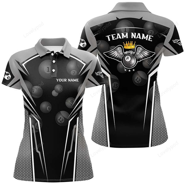 Maxcorners Personalized Name, Team Name 8 Ball Pool Women's Billiard Polo Shirts