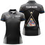 Maxcorners Personalized 8 Ball Billiards Sport Black 3D Polo Shirts For Women