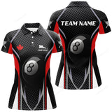 Maxcorners 8 Ball Billiard Canadian Flag Personalized Polo Shirts For Women