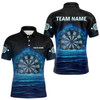 Maxcorners Men’s Personalized Darts Shirts With Navy Ocean, Stars Sky And Glowing Dartboard LM1605