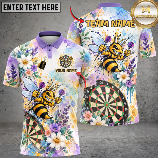 Maxcorners Darts Colorful Tropical Floral White Background Dartboard Personalized Name 3D Unisex Shirt