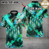 Maxcorners Bowling And Pins Neon Paint Burst Customized Name, Team Name 3D Shirt (4 Colors)