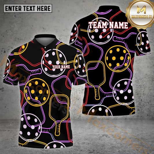 Maxcorners Pickleball Pattern Customized Name, Team Name 3D Shirt (4 colors)