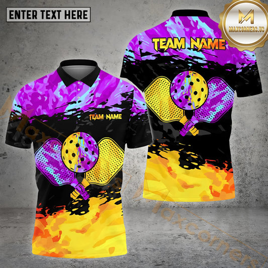 Maxcorners Pickleball Yellow Color Pattern Customized Name, Team Name 3D Shirt (4 colors)