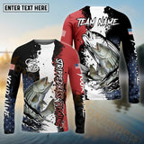 Maxcorners Stripped Bass Fishing Paint Scratch American Flag scratch Sport Custom Name & Team Name 3D Shirts