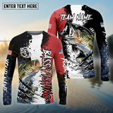 Maxcorners Bass Fishing Paint Scratch American Flag scratch Sport Custom Name & Team Name 3D Shirts