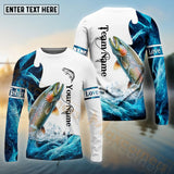 Maxcorners Trout Fishing Water & White Pattern Sport Custom Name & Team Name 3D Shirts