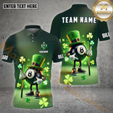 Maxcorners Green Funny 8 Ball Billiard ST.Patrick's Day  Customized Name 3D Shirt