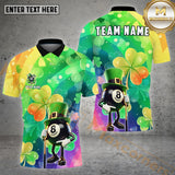 Maxcorners Billiard ST.Patrick's Day Funny 8 Ball Customized Name 3D Shirt