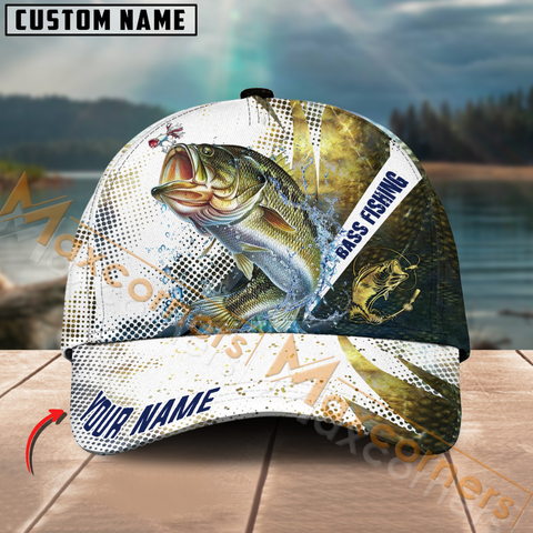 Maxcorners Largemouth Bass Fishing Skinfish Water Sport Pattern Multicolor Personalized Name 3D Cap