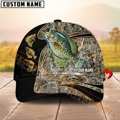 Maxcorners Crappie Fishing Camo Fishing Pattern Multicolor Personalized Name 3D Cap